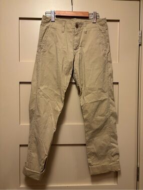 UNIQLO Stretch Mid Rise Tan Chino Khaki Trouser Straight Utility Pant